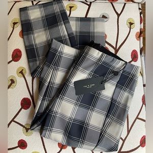 NWT Rag & Bone $325 Simone Black Gray Plaid Check Skinny Leg Ankle Pants, size 0